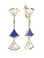 Серьги из лимонного золота c лазуритом и перламутром