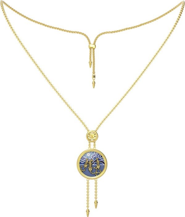 Колье из лимонного золота c эмалью