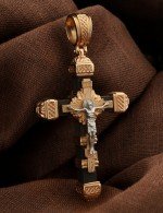 Крест из золота c эбеновым деревом