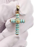 Крест из лимонного золота c бирюзой