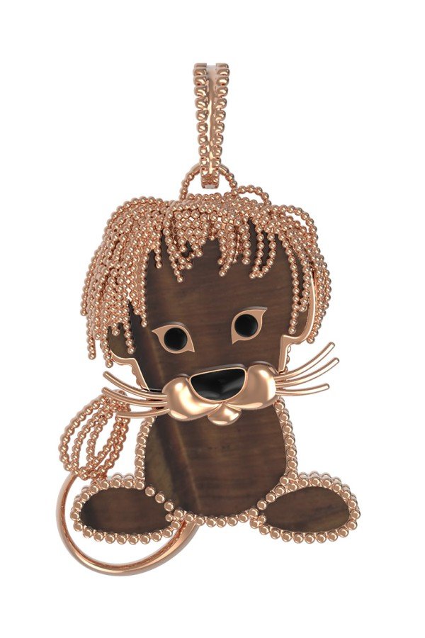 Подвеска из золота c эмалью и тигровым глазом