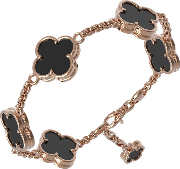 Браслет из красного золота 585 пробы c ониксом