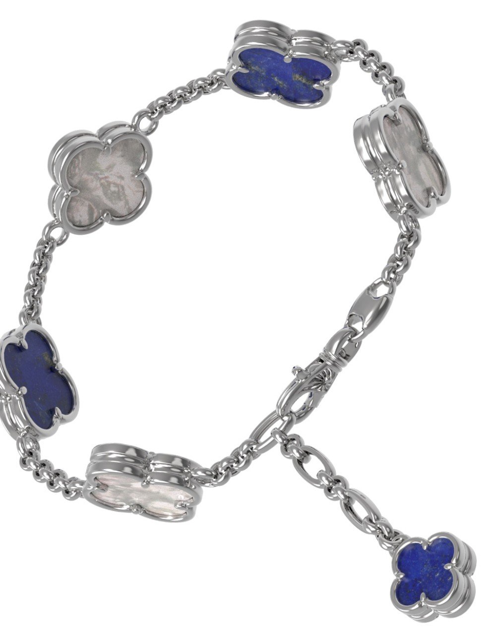 Браслет из белого золота c лазуритом и перламутром