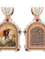 Образок из золота c эмалью, иконописью и темперой