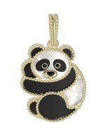 Подвеска из лимонного золота c эмалью, ониксом и перламутром