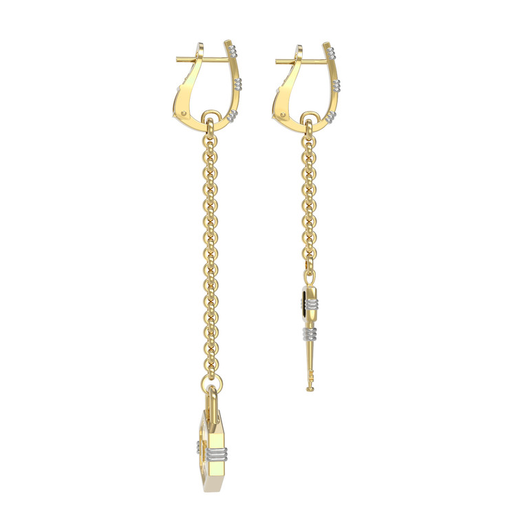 Серьги из лимонного золота 585 пробы c ониксом и перламутром