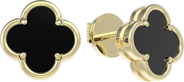 Серьги из лимонного золота 585 пробы c ониксом