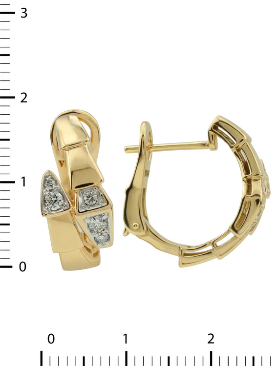 Серьги из лимонного золота 585 пробы c бриллиантами