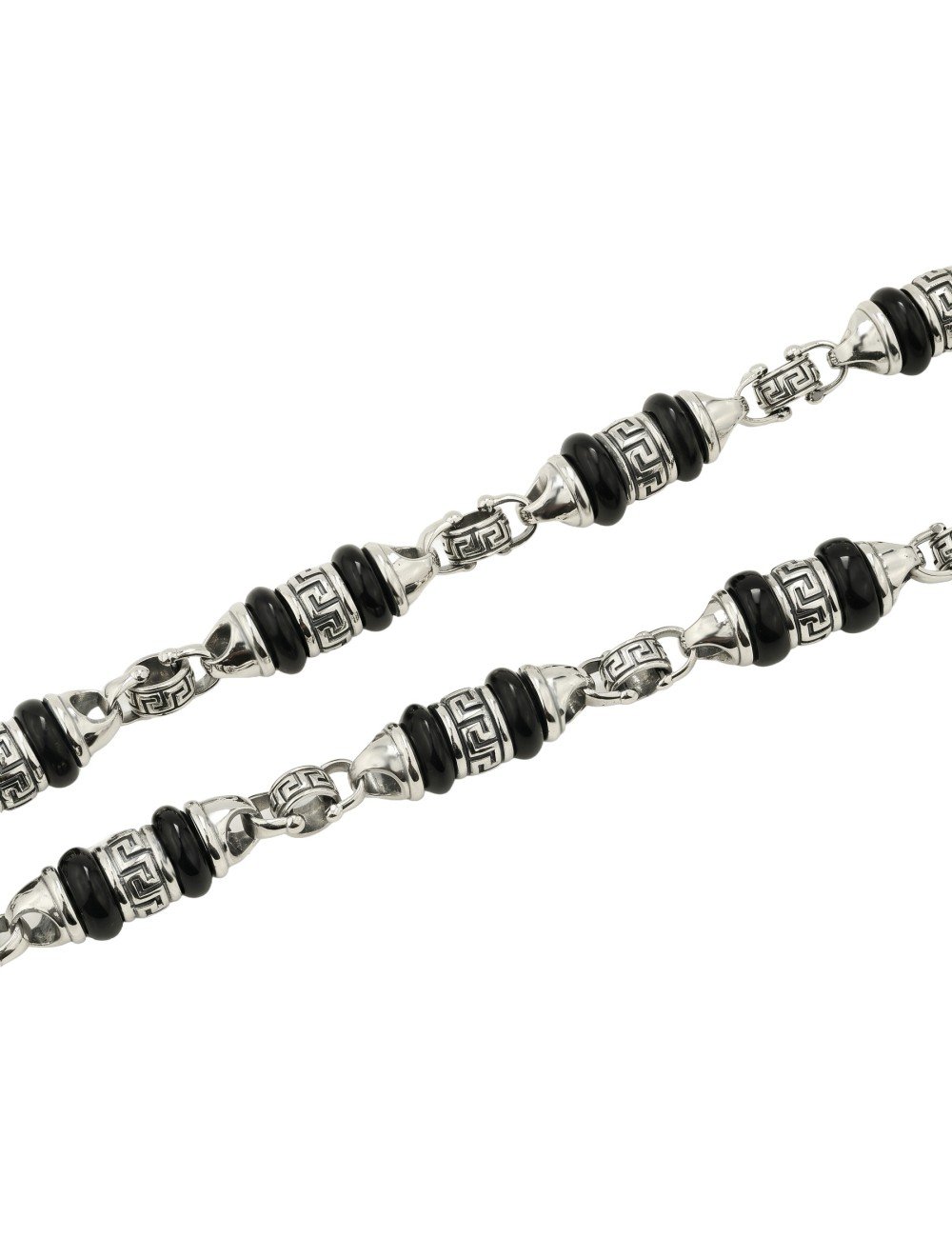 Цепь из белого золота 585 пробы c ониксом