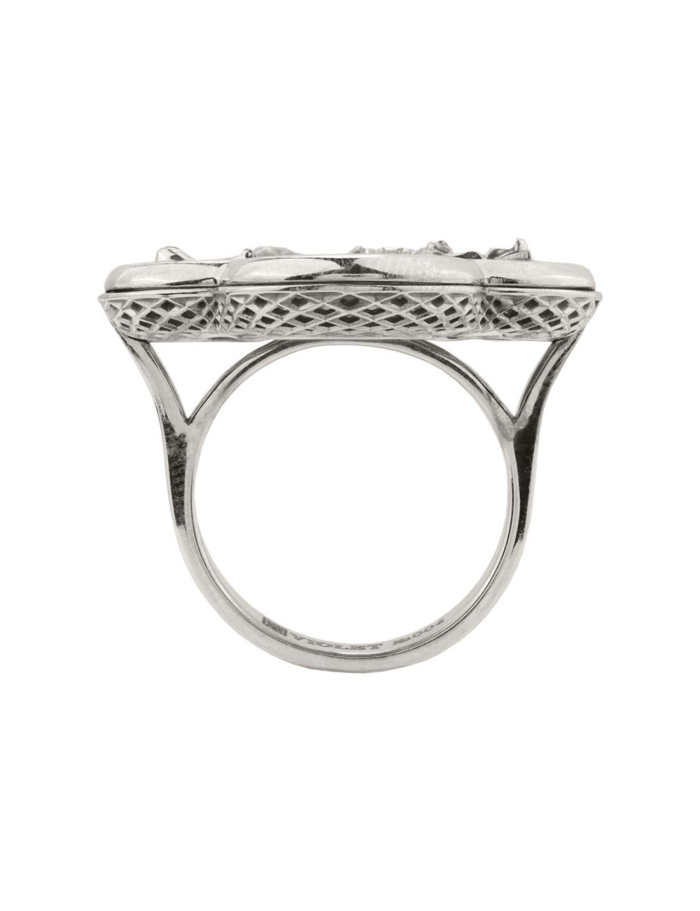 Кольцо из белого золота c эмалью и перламутром