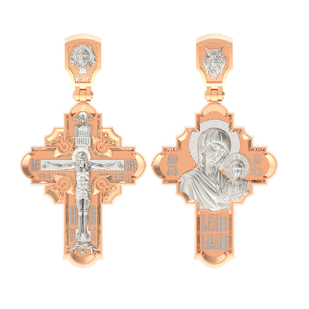 Крест из красного золота 585 пробы