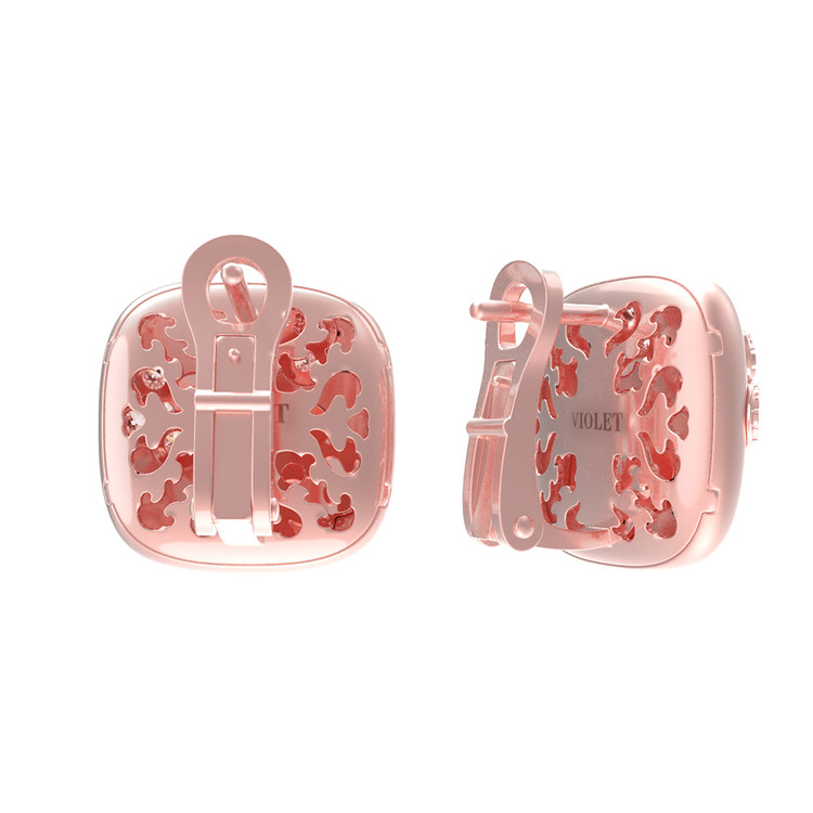 Серьги из розового золота 585 пробы c бриллиантами и перламутром