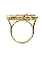 Кольцо из лимонного золота c эмалью и перламутром