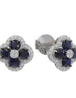 Серьги из белого золота c бриллиантами и сапфиром