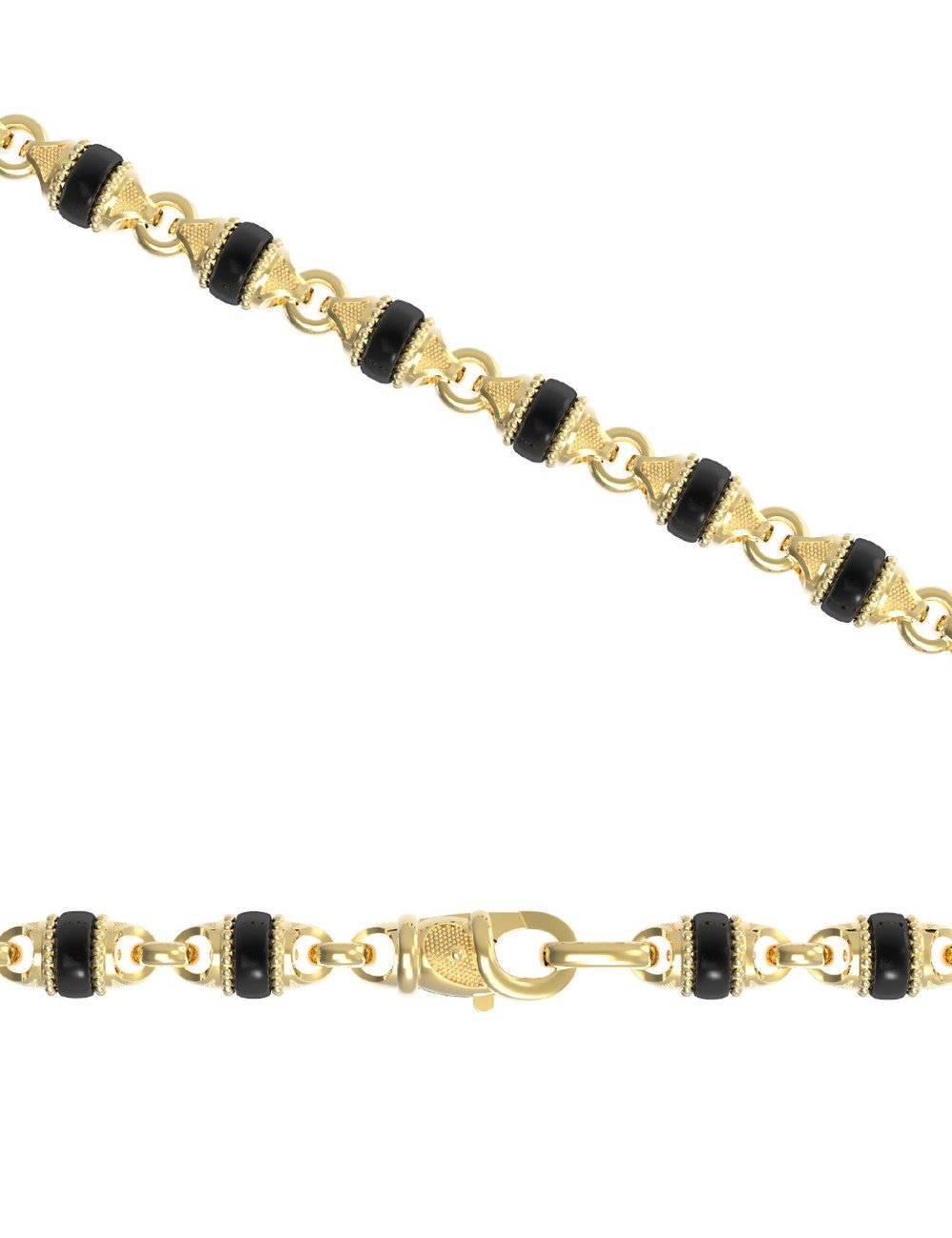 Цепь из лимонного золота c ониксом