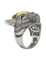 Кольцо из белого золота c эмалью