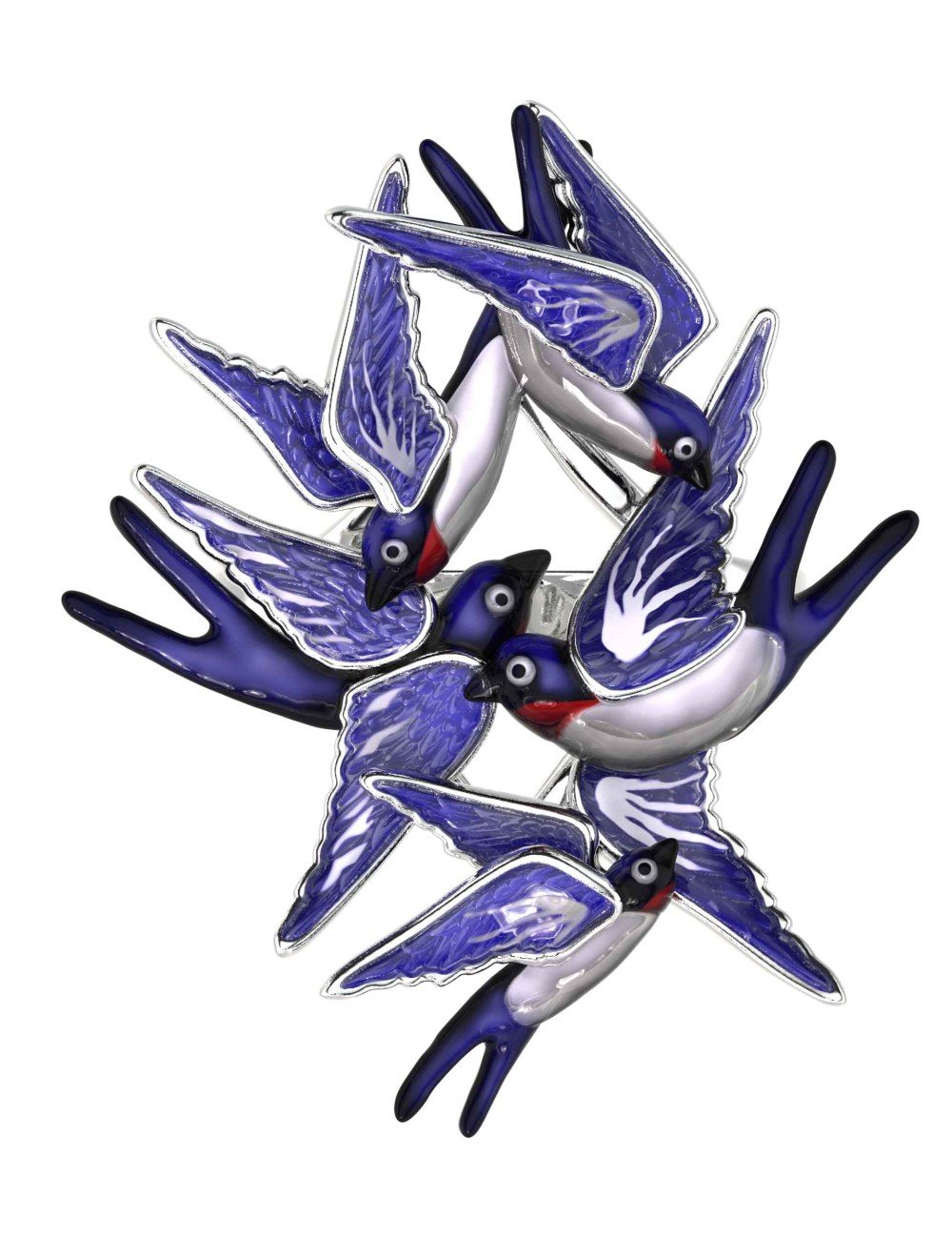 Кольцо из белого золота c эмалью