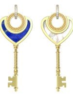 Подвеска из лимонного золота c фианитом, лазуритом и перламутром