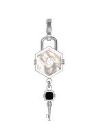 Подвеска из белого золота c ониксом и перламутром