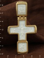 Крест из лимонного золота c бивнем мамонта