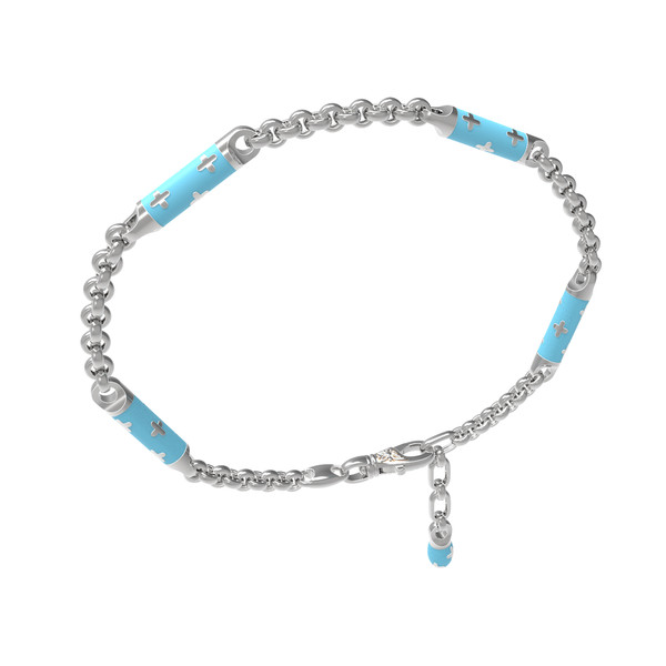 Браслет из белого золота 585 пробы c эмалью