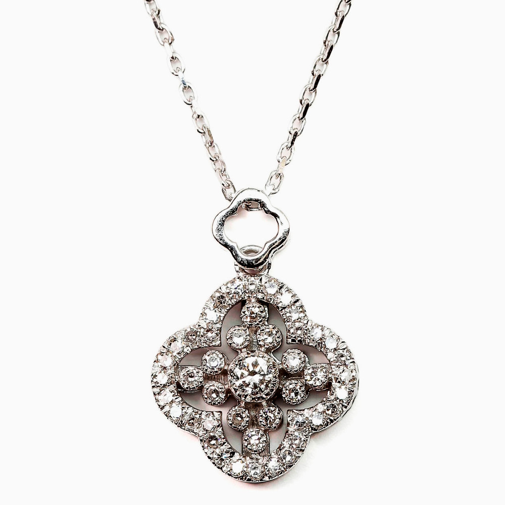 Колье из белого золота 585 пробы c бриллиантами