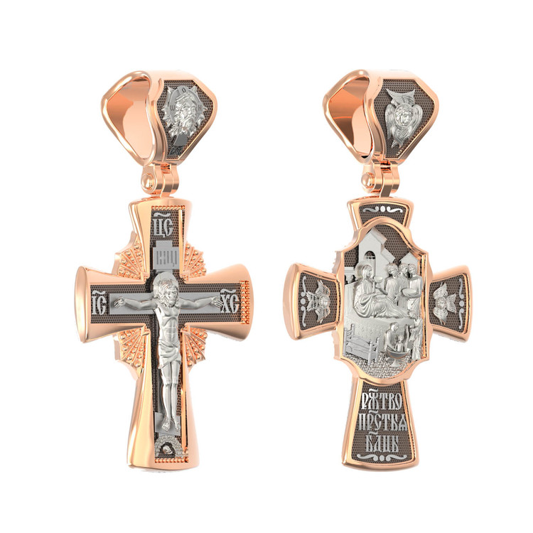 Крест из красного золота 585 пробы