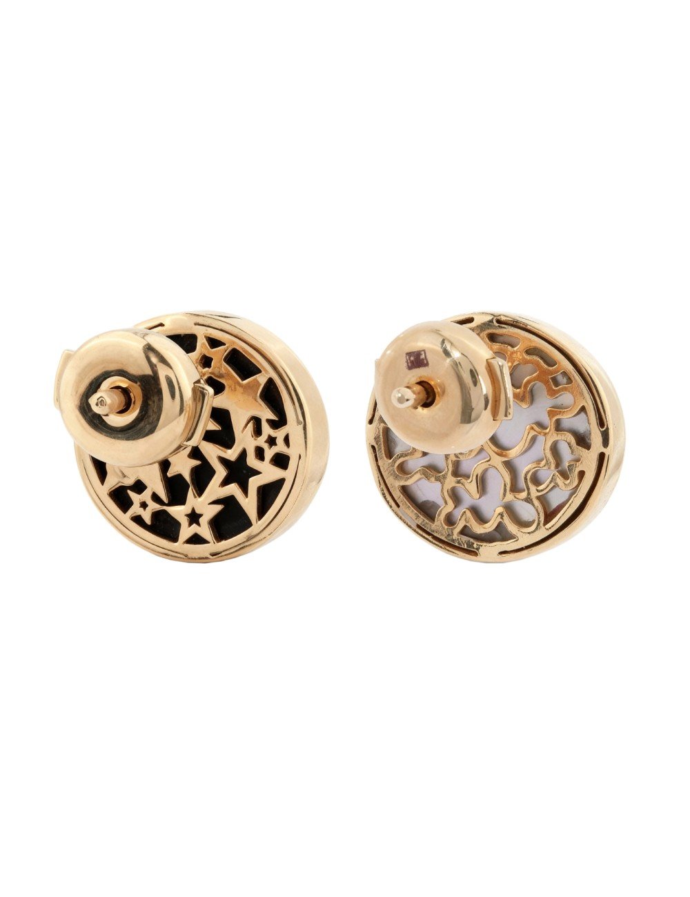 Серьги из золота c бриллиантами, ониксом и перламутром