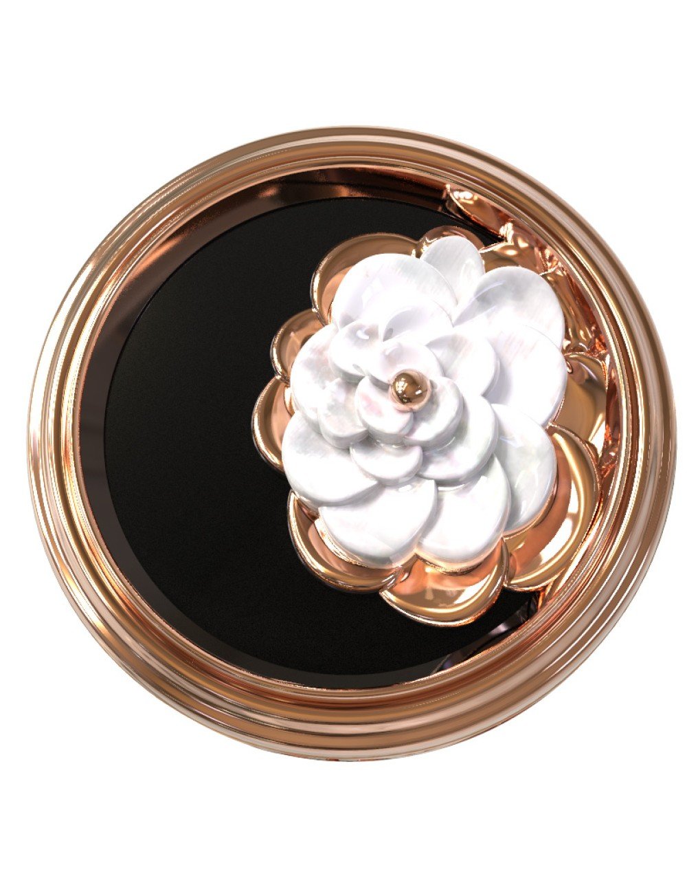 Кольцо из золота c ониксом и перламутром