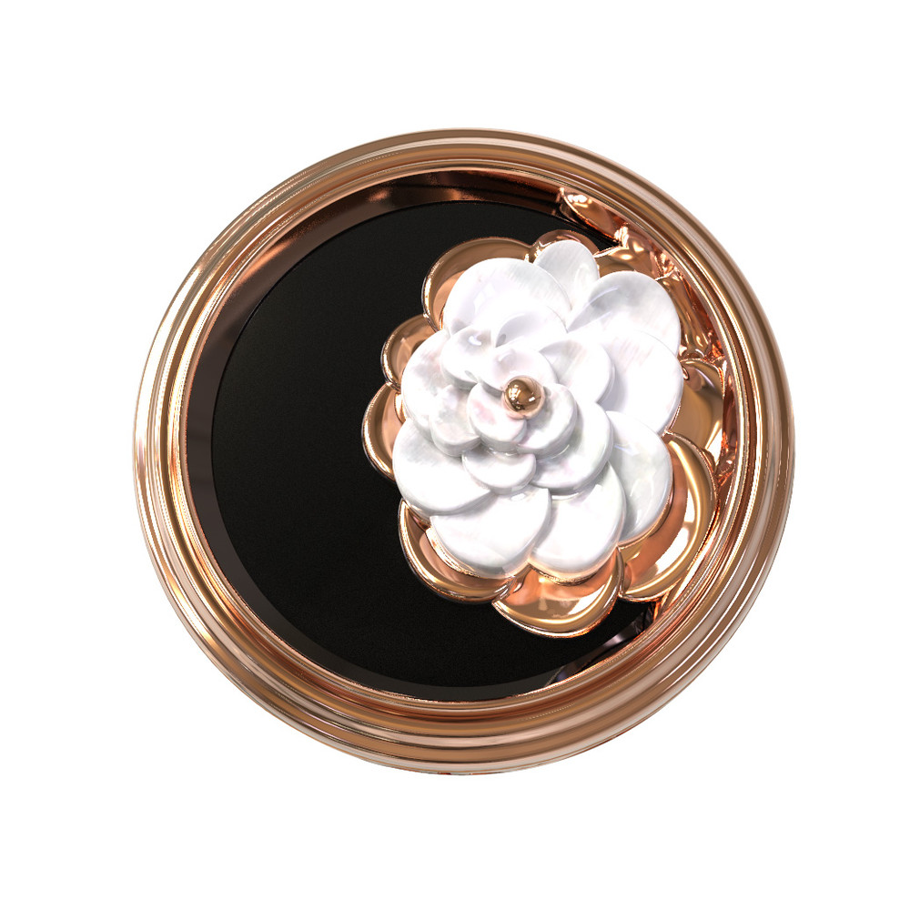 Кольцо из красного золота 585 пробы c ониксом и перламутром