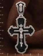 Крест из белого золота c эбеновым деревом