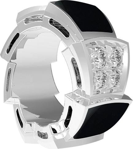 Подвеска из белого золота 585 пробы c бриллиантами и ониксом