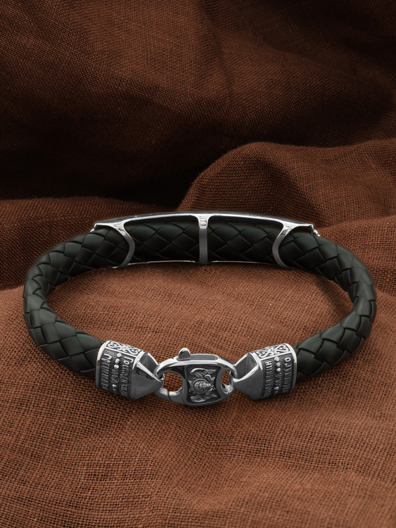 Браслет из белого золота 585 пробы c шнурком