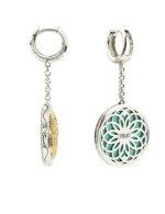 Серьги из белого золота c бирюзой и лазуритом