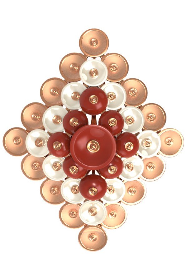 Подвеска из золота c агатом и перламутром