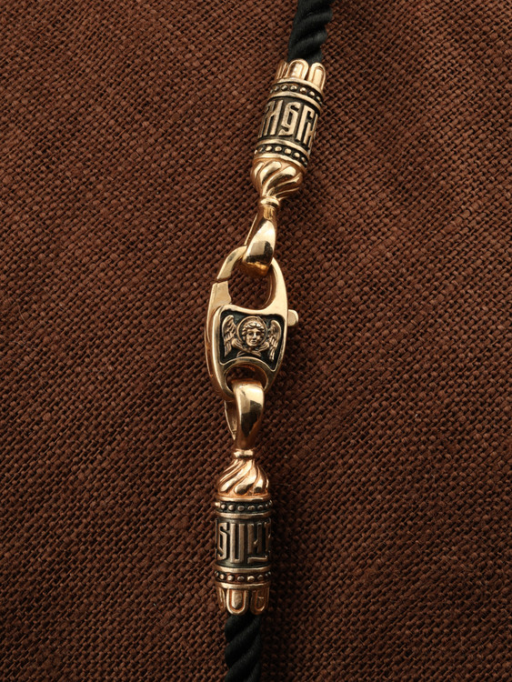 Цепь-шнурок шелк из красного золота 585 пробы c шёлковым шнурком