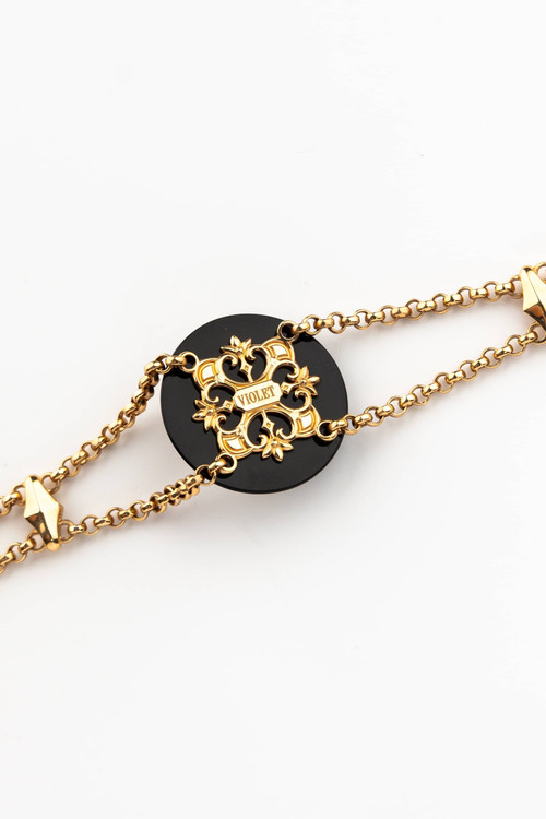 Браслет из красного золота 585 пробы c ониксом