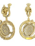 Серьги из лимонного золота c эмалью и бивнем мамонта