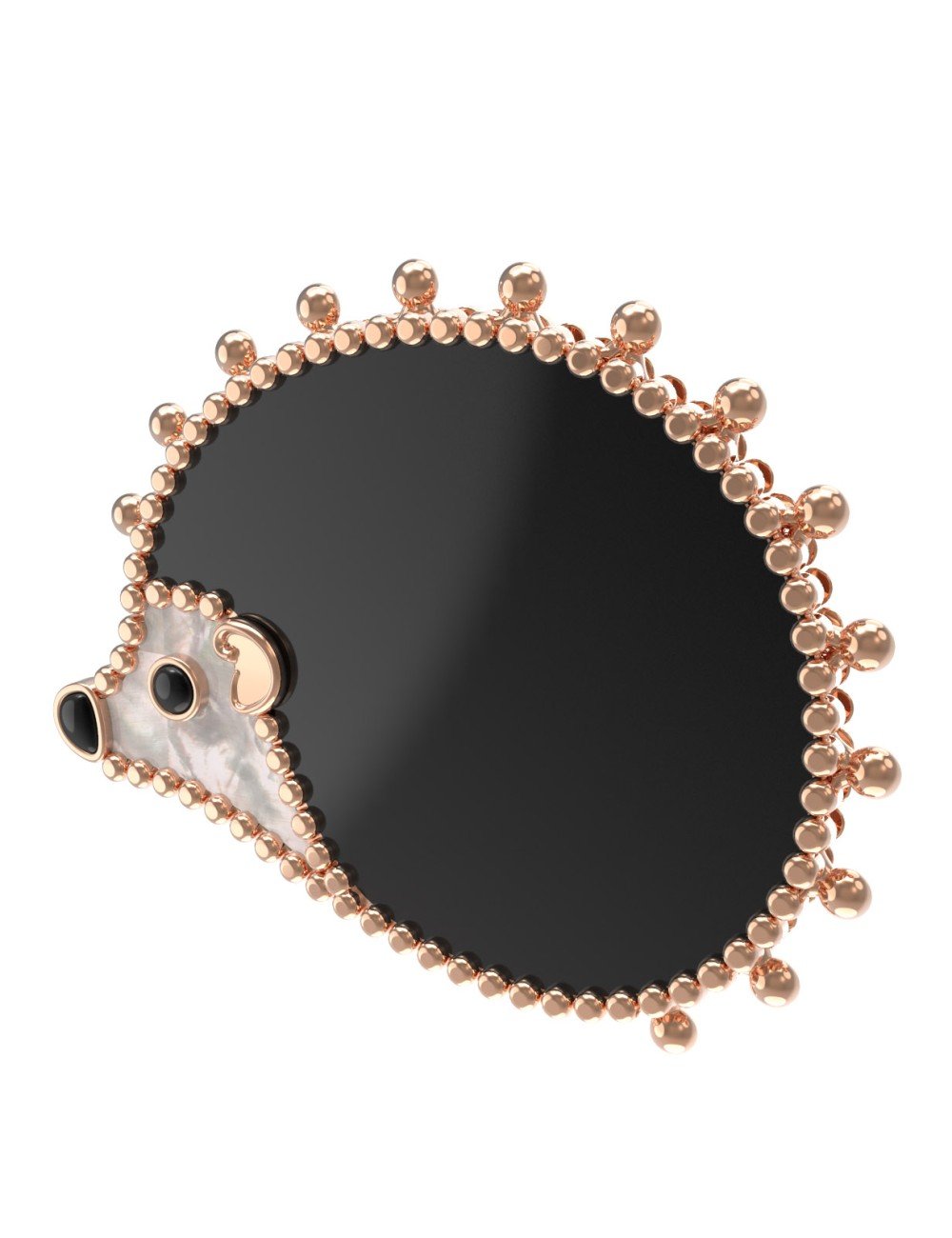 Брошь из золота c эмалью, ониксом и перламутром