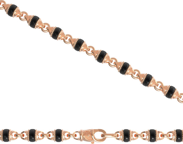 Цепь из красного золота 585 пробы c ониксом