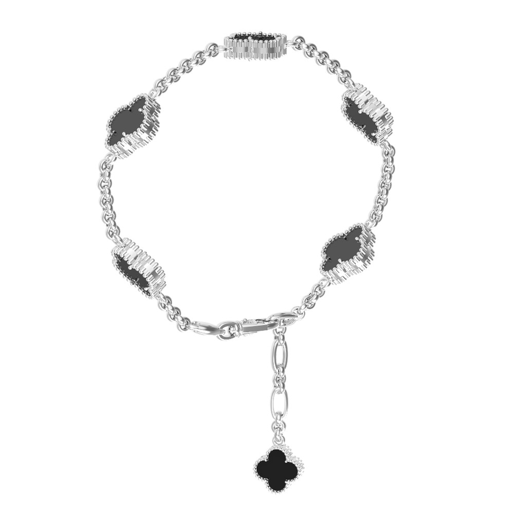 Браслет из белого золота 585 пробы c ониксом