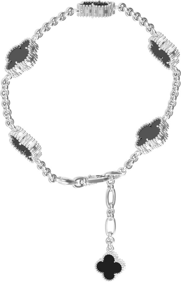 Браслет из белого золота 585 пробы c ониксом