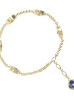 Браслет из лимонного золота c бриллиантами, лазуритом и перламутром