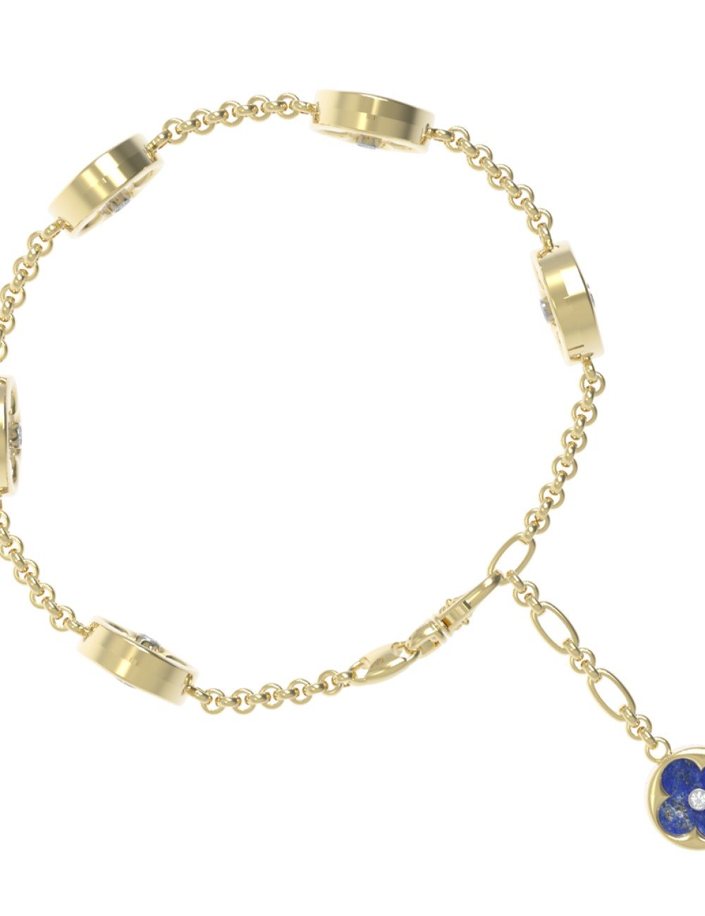 Браслет из лимонного золота c бриллиантами, лазуритом и перламутром