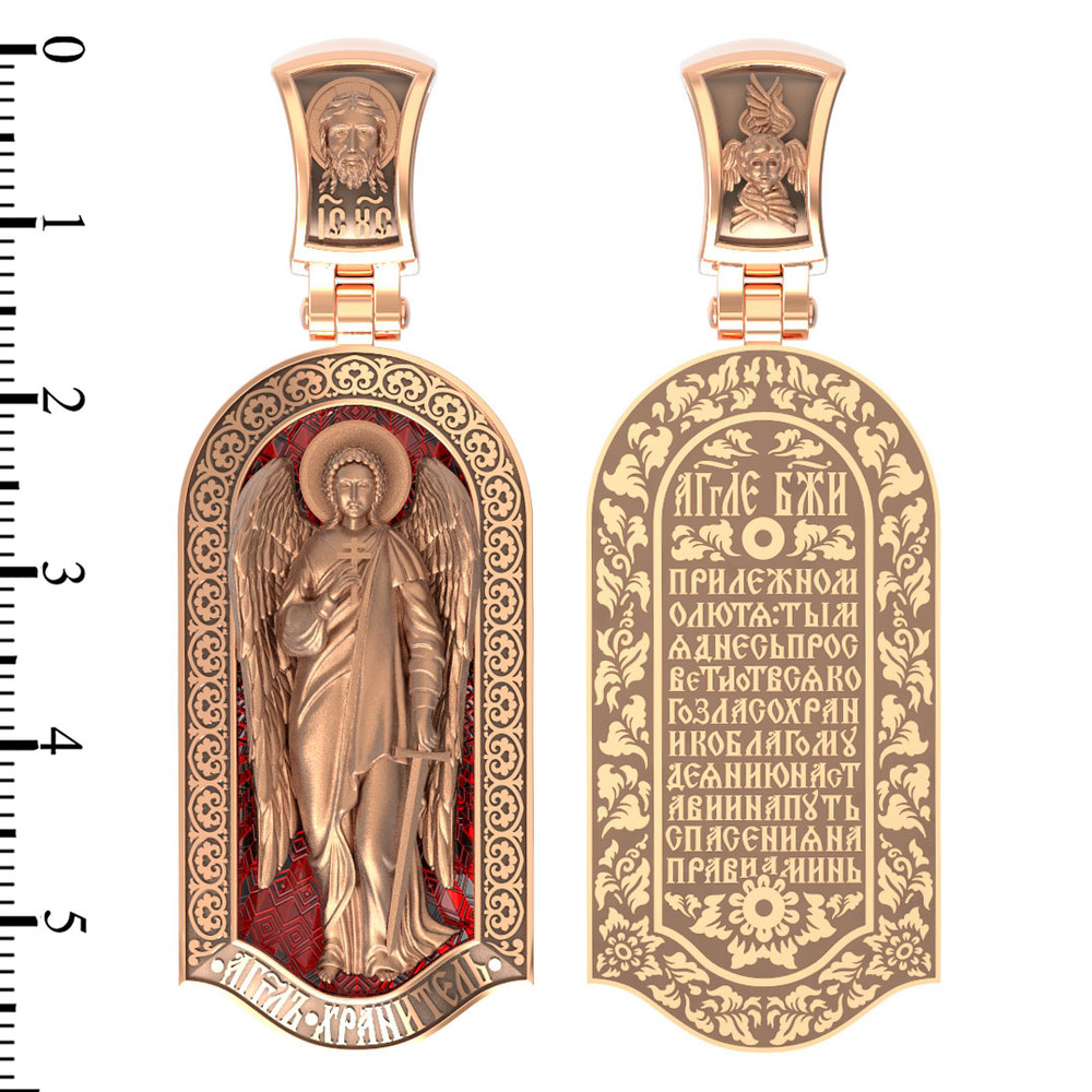 Нательная икона из красного золота 585 пробы c эмалью