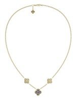 Колье из лимонного золота c бриллиантами, лазуритом и перламутром