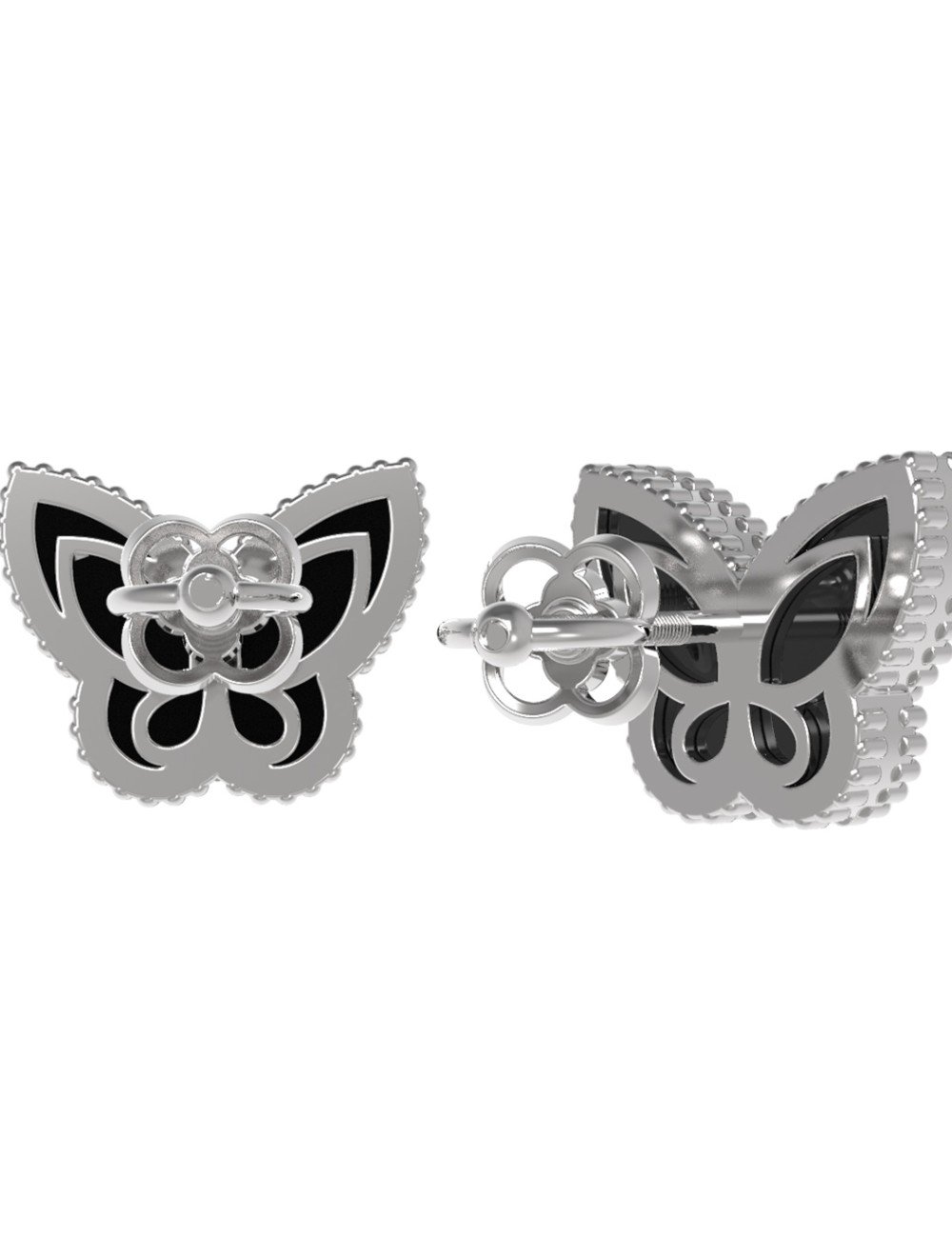 Серьги из белого золота c ониксом