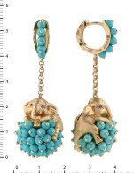 Серьги из золота c эмалью и бирюзой