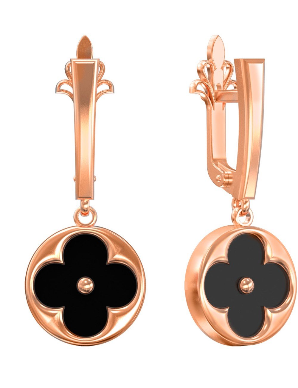 Серьги из золота c ониксом