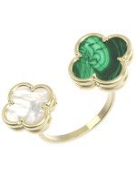 Кольцо из лимонного золота c малахитом и перламутром